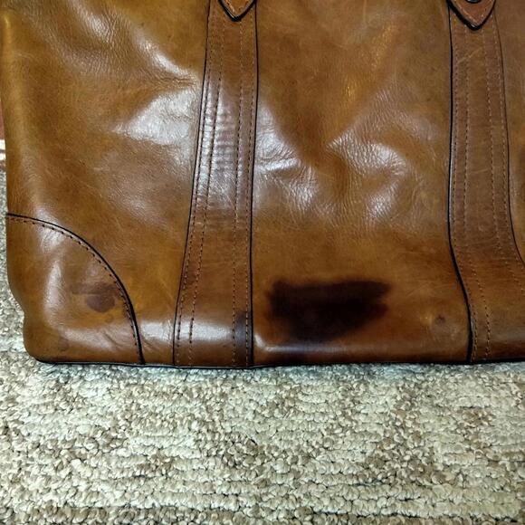 Frye Melissa Leather Shopper Tote Cognac Brown Handbag Purse - Picture 9 of 9